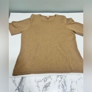 Nordstrom Studio 121 Womens beige Cashmere Crew Short Sleeve Sweater Sz M